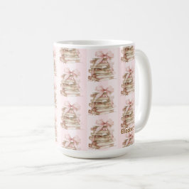 Caneca De Café New Chapter Pink Bow Stripes