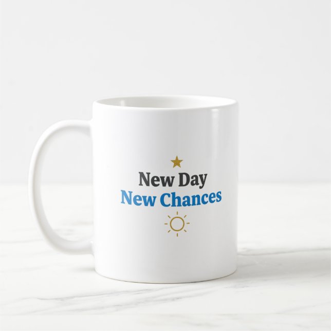 Caneca De Café New Day, New Chances" Minimalist  (Esquerda)