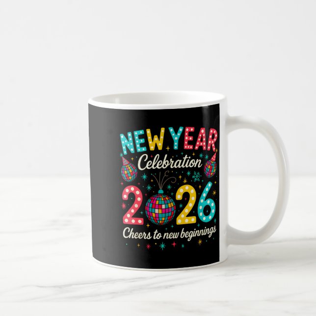 Caneca De Café New Year Celebration 2026 Disco Ball Matching Wint (Direita)