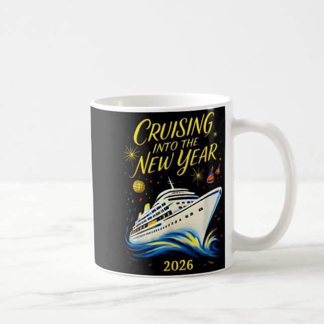 Caneca De Café New Year's Eve Cruise 2026 Cruising Into The New Y (Direita)