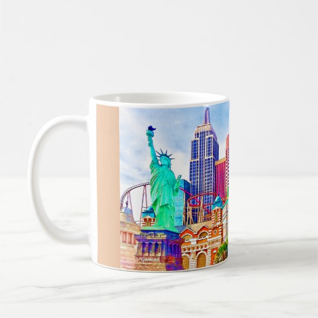 Caneca De Café New York, New York na aguarela de Las Vegas (Esquerda)