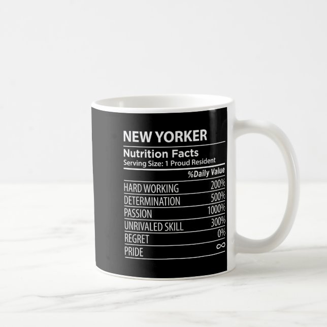 Caneca De Café New Yorker Nutrition Facts Funny New York Pride  (Direita)