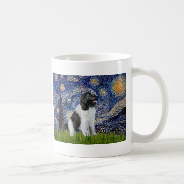 Caneca De Café Newfie Landseer - Noite Estrelada (Direita)
