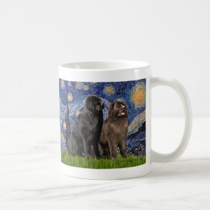 Caneca De Café Newfie Pair - Noite Estrelada