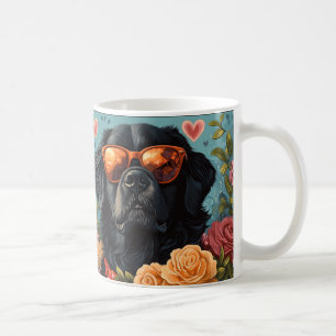 Caneca De Café Newfoundland com Rosas do Coração Dia dos Namorado