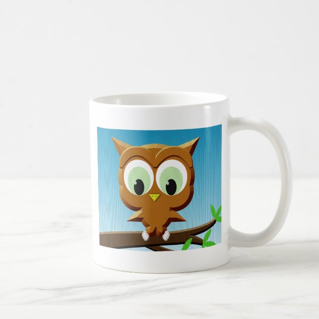 Caneca De Café Newsprint Cartoon Owl (Direita)