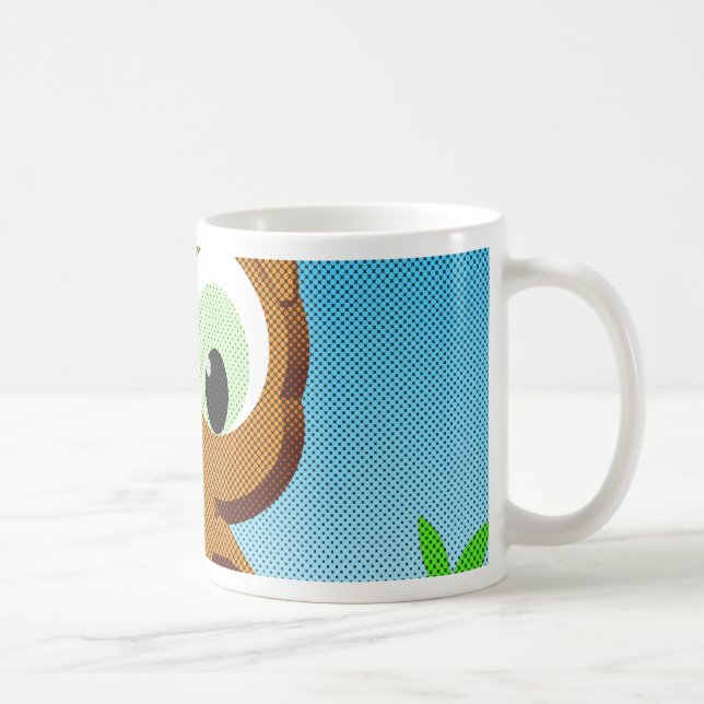 Caneca De Café Newsprint Cartoon Owl (Direita)
