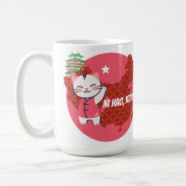 Caneca De Café Ni Hao Kitty | Chinese Culture Cats Heritage Gift