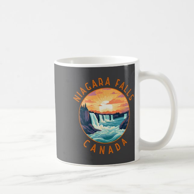 Caneca De Café Niagara Falls Canada Retro Distressed Circle _1  (Direita)