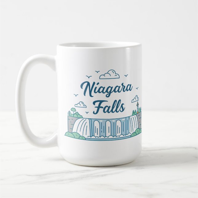 Caneca De Café Niagara Falls Minimal Flat Design Illustration (Esquerda)