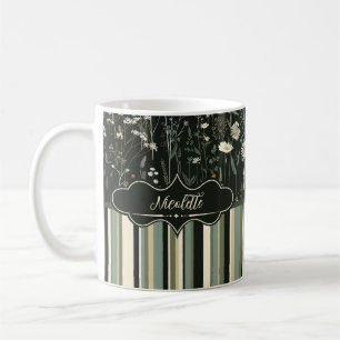 Caneca De Café Nicolette Dark Daisy Floral Striped