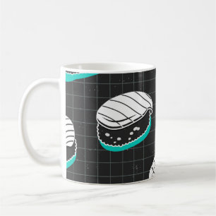 Caneca De Café Nigiri Sushi Vintage Sketch Patterno