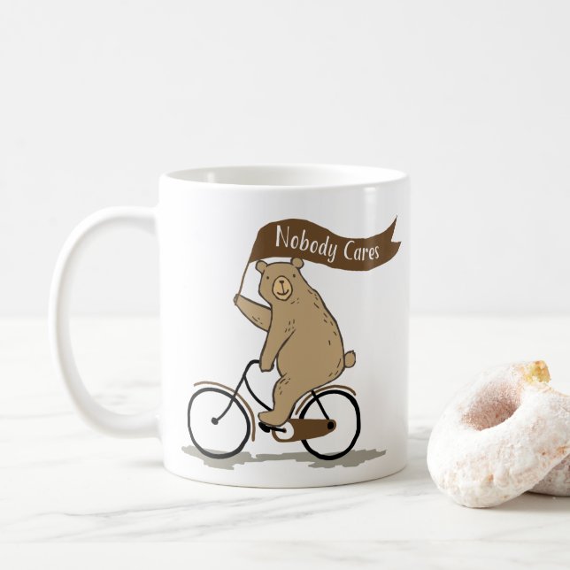 Caneca De Café Ninguém importa-se o urso, humor engraçado, animal (Com Donut)