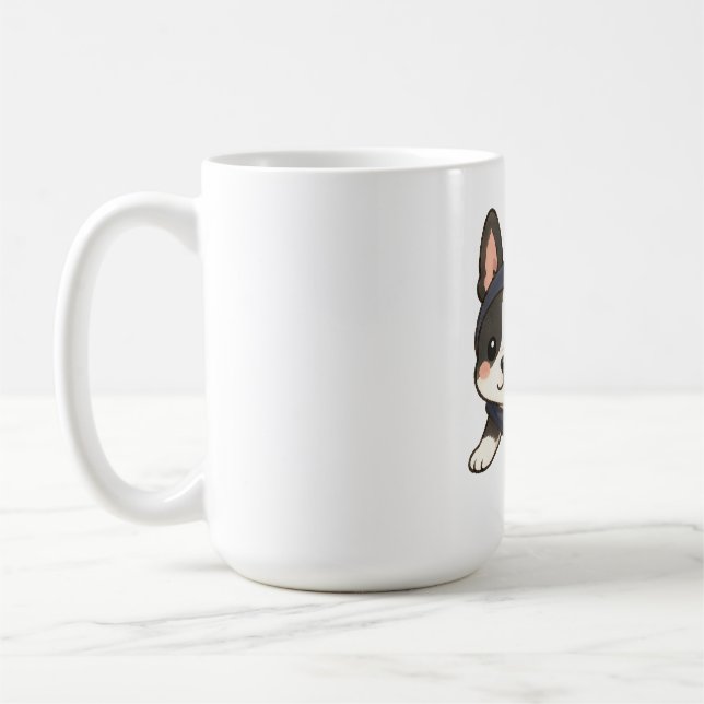 Caneca De Café Ninja Cachorro Japonês Kawaii Boston Terrier (Esquerda)