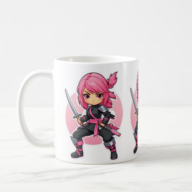Caneca De Café Ninja Girl Rosa (Esquerda)