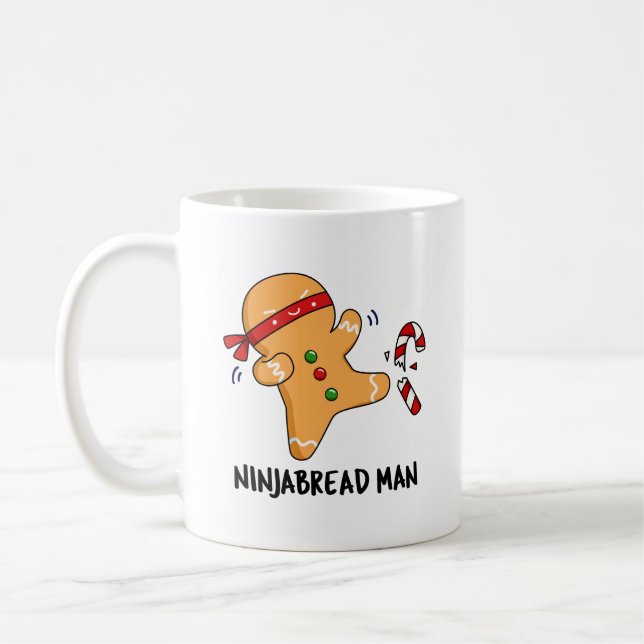 Caneca De Café Ninjabread Man Funny Gingerpão Pun (Esquerda)