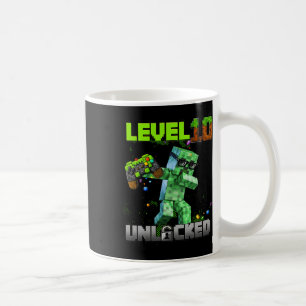 Caneca De Café Nível 10 desbloqueado - Birthday Boy Pixel Gamer 1