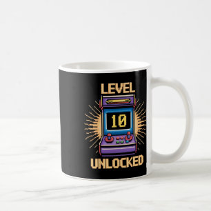 Caneca De Café Nível 10 Desbloquear Aniversário Gamer 10 Anos Víd