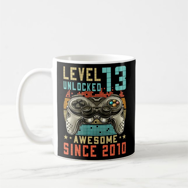 Caneca De Café Nível 13 Desbloqueado Incrível Desde os jogos de 1 (Esquerda)