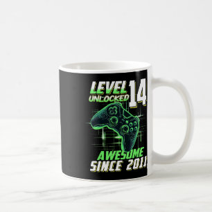 Caneca De Café Nível 14 Desbloqueado Incrível Desde o 14º Anivers