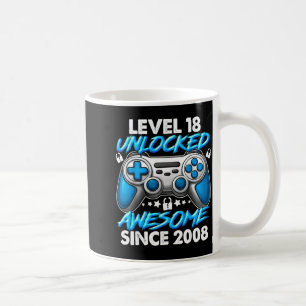 Caneca De Café Nível 18 Desbloqueado Meninos de 18 Anos Aniversár