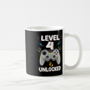 Caneca De Café Nível 4 Desbloqueado Jogo de Vídeo 4º Aniversário