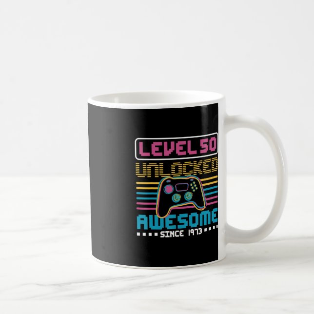 Caneca De Café Nível 50 desbloqueado incrível desde 1973 (Direita)