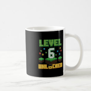 Caneca De Café Nível 6 Desbloqueado Pixel Gamer 6º Aniversário Jo