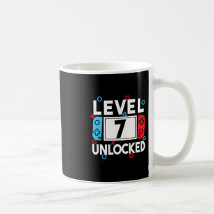 Caneca De Café Nível 7 Desbloqueado Jogador Aniversário de 7 anos