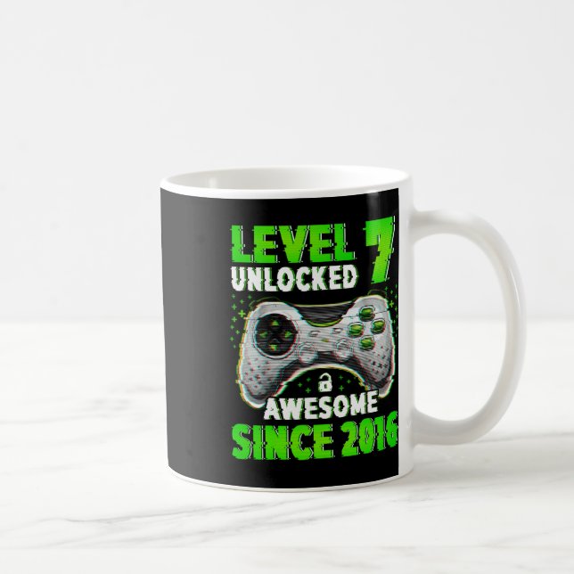 Caneca De Café Nível 7 Desbloqueado Jogo de Vídeo Menino de 7 Ano (Direita)