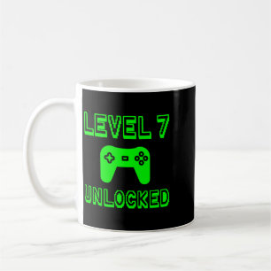 Caneca De Café Nível 7 Desbloqueado Presente de Aniversário de 7º