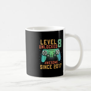 Caneca De Café Nível 8 Desbloqueado Aniversário de 8 anos Menino 