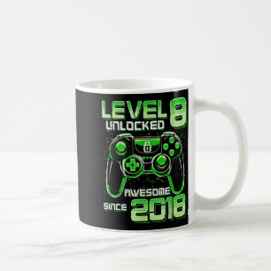 Caneca De Café Nível 8 Desbloqueado Incrível Desde 2018 8º Aniver