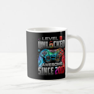 Caneca De Café Nível 8 Desbloqueado Incrível Desde o 8º Aniversár