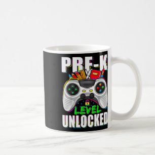 Caneca De Café Nível de Pré-K Desbloqueado Gamer Primeiro Dia de