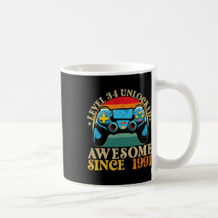 Caneca De Café Nível &#  Desbloqueado Incrível Desde 1991 &# º 