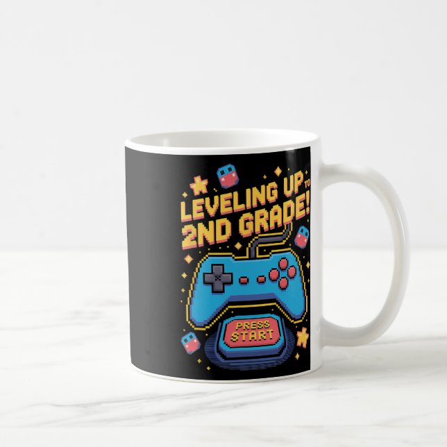 Caneca De Café Nivelando Até Pix Pixelado De 8 Bits De Jogador De (Direita)