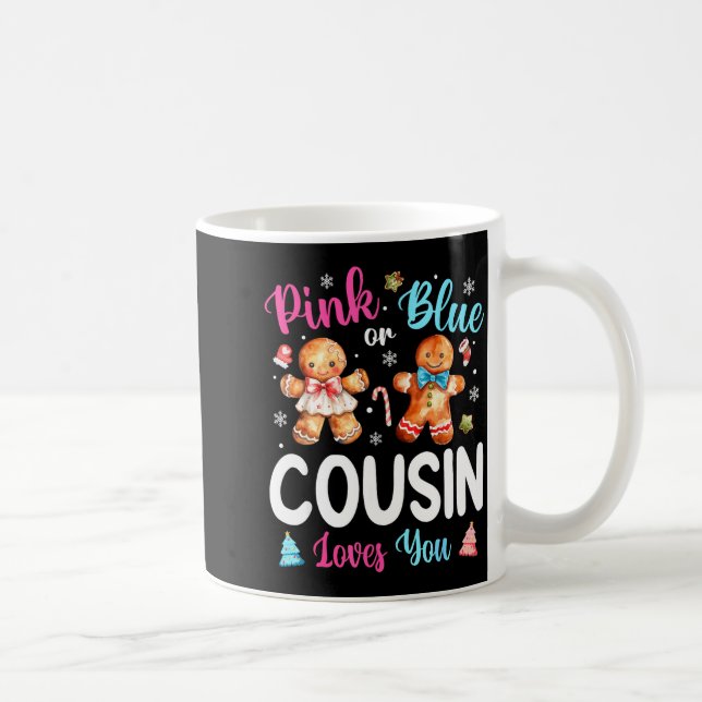 Caneca De Café Nk Or Blue Cousin Loves You Gender Reveal Christma (Direita)