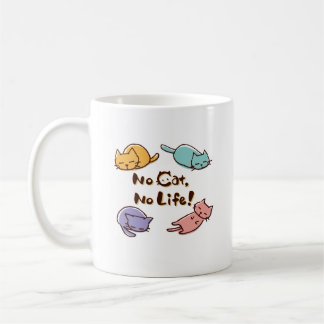 Caneca De Café No Cat No Life! / Cute Loose Cat Illustration with