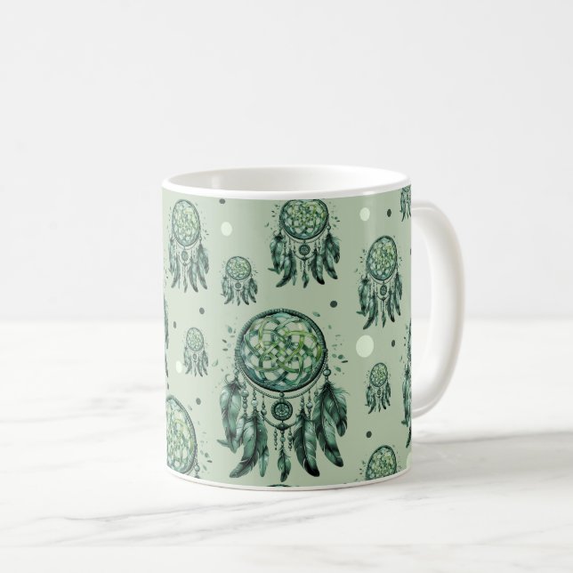 Caneca De Café Nó celtas capturador de sonhos verde (Frente Esquerda)