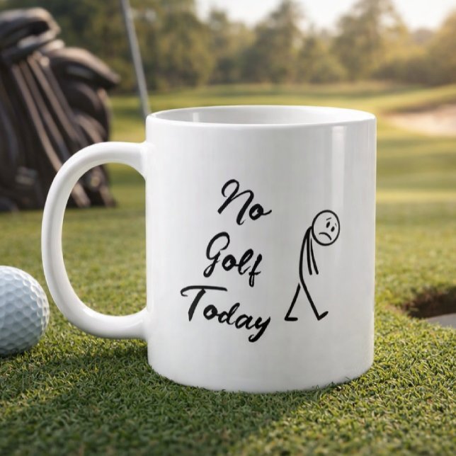 Caneca De Café No Golf Today Funny Sad Stickman Meme Golfer (Criador carregado)