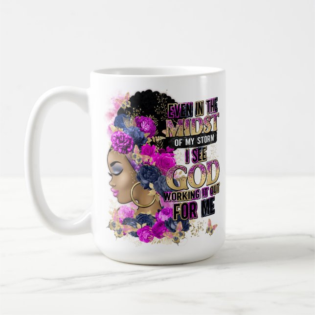Caneca De Café No meio da Rainha Negra Melanina Mulher Marrom (Esquerda)