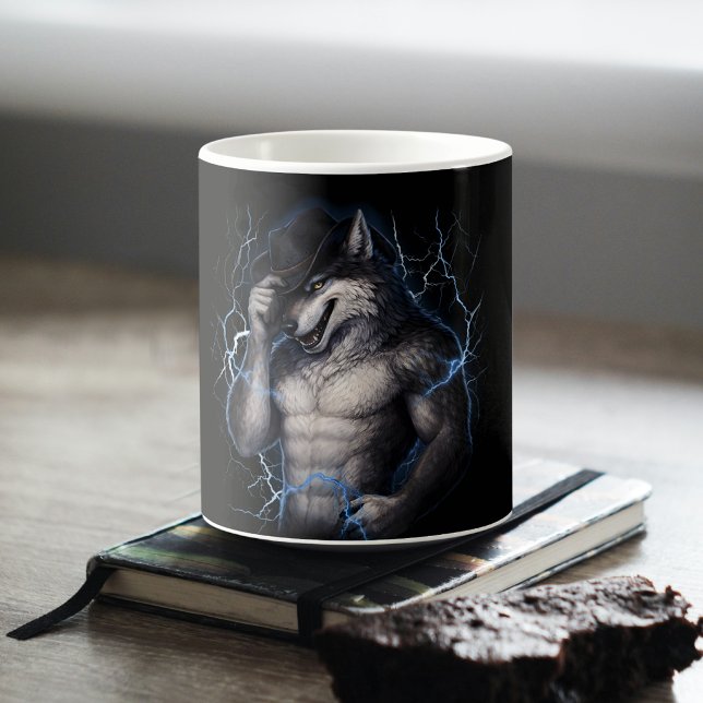 Caneca De Café No More Mr Nice Guy Funny Alpha Wolf Meme Brainrot (Criador carregado)