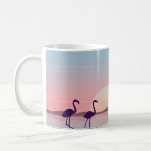 Caneca De Café No nascer do sol, os flamingos, silhouettesflaming