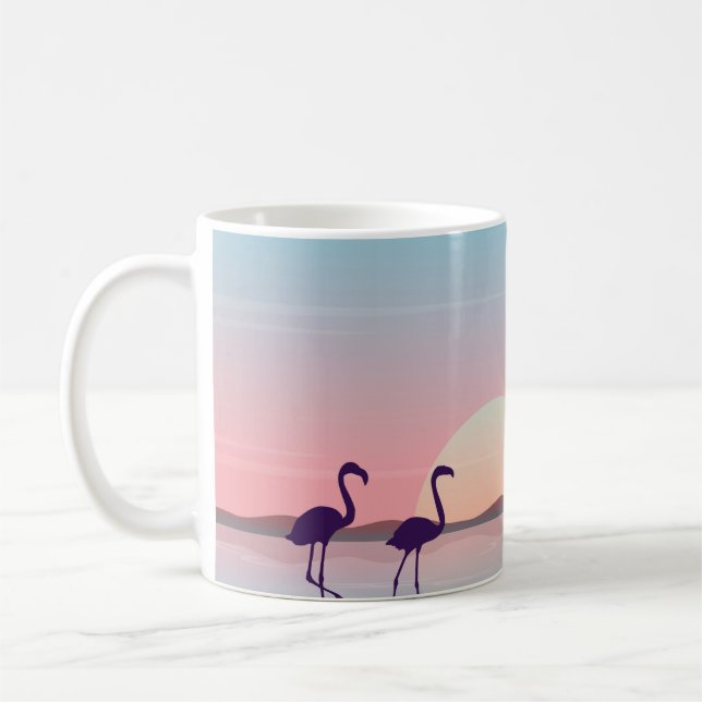Caneca De Café No nascer do sol, os flamingos, silhouettesflaming (Esquerda)