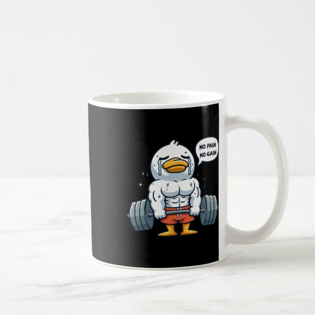 Caneca De Café No Pain No Gain Funny Duck - Gym Workout And Fitne (Direita)