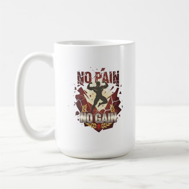 Caneca De Café "No Pain, No Gain: Strength and Motivation Design  (Esquerda)