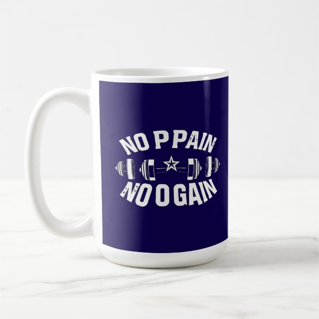 Caneca De Café No Pain No Gain Workout Barbell (Esquerda)