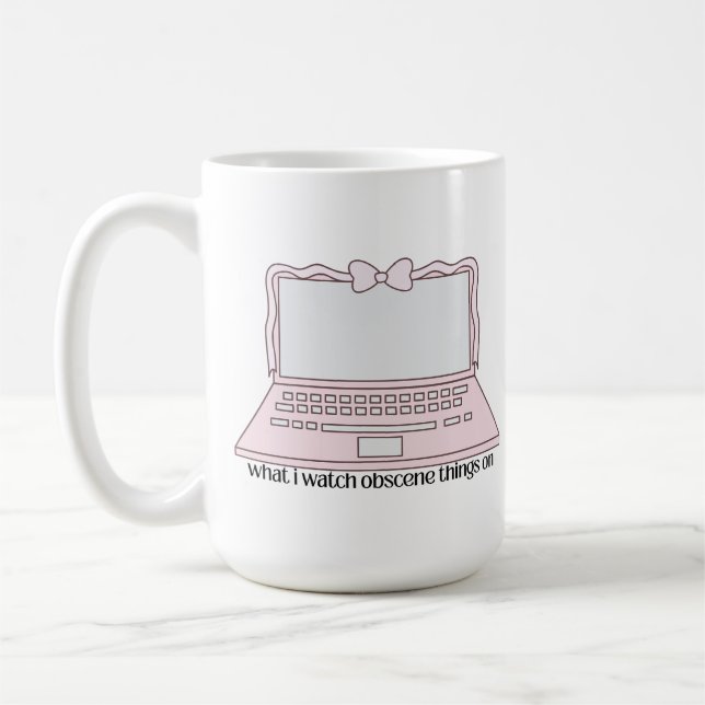 Caneca De Café No que eu assisto coisas obscenas no design de lap (Esquerda)