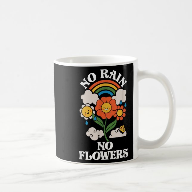 Caneca De Café No Rain No Flowers _ Rainbow Nature _ Motivation  (Direita)
